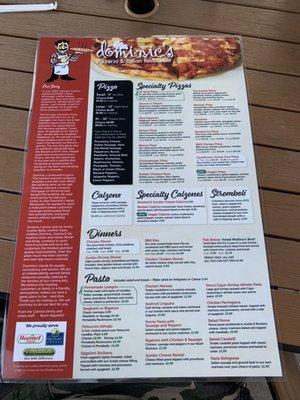 One side of menu