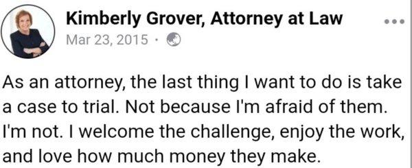 Grover LOVES money from bringing you to trial