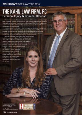 The Kahn Law Firm was voted as some of Houston's Top Lawyers from 2009-2017.