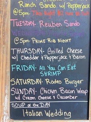 Weekly Menu specials