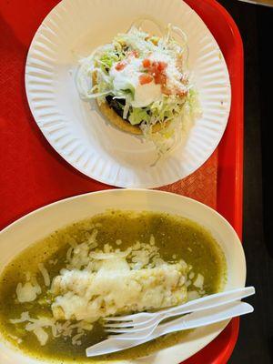 Cheese enchilada, sope de asada