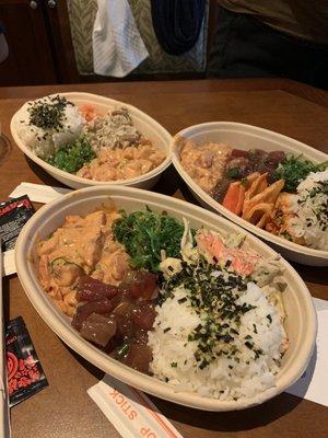 Spicy Ahi+Shoyu Ahi  Sides: Crab Salad & Seaweed Salad