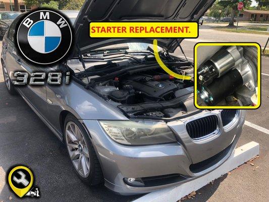 BMW starter replacement.