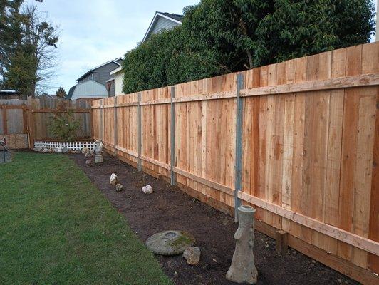 Metal posts privacy fence