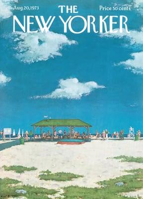 Compo Beach Pavillion in 1973 depicted by The New Yorker - one of many art works as part of exhibit opening today