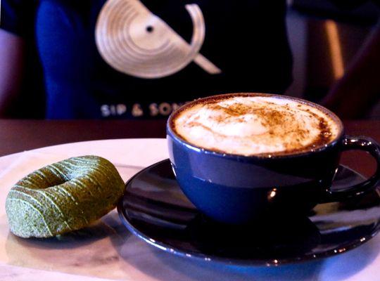 Matcha Donut & Cappuccino