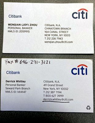 These are the Citibank employees I spoke to.
 One ghosted me. The other stalled. Neither was able to provide this routine service.