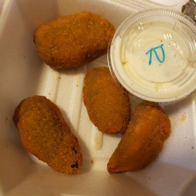 Jalapeno poppers that come with a side of ranch. Four come in an order.