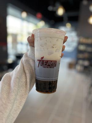 Oolong milk tea with honey boba