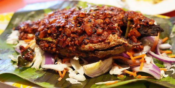 The GOLDEN POMPANO FRY (rice flour coated, spiced and fried Pompano) which we loved and will return for more!