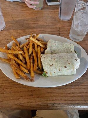 Philly Cheese Steak Wrap with Seasoned Fries