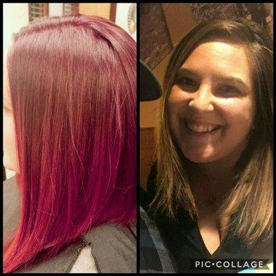 Took this beautiful lady from natural brunette to vibrant red.