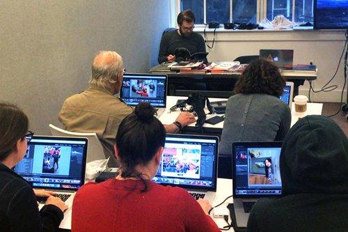 Editing session during one of our street photography workshops.