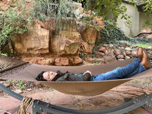 A shot of a hammock on the property