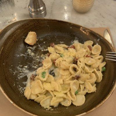 Pasta Carbonara at dinner with Piattino Neighborhood Ristorante