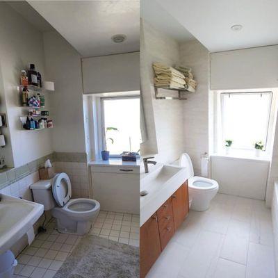 BEFORE & AFTER: NYC client needed a newly renovated bathroom with a contemporary look. MSD received permission for a LAA rather than a DOB.