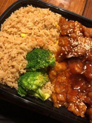 Sesame chicken and fried rice