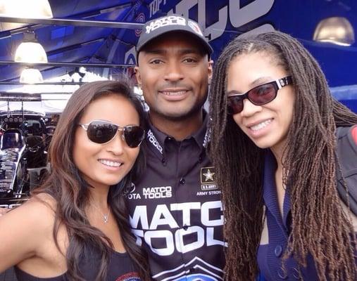 Us with 2012 Top Fuel World Champion, Antron Brown!