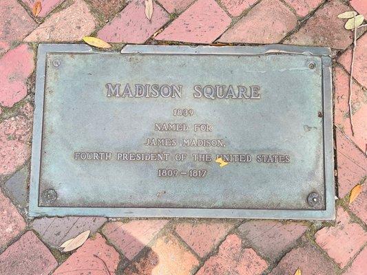 Madison Square plaque on ground