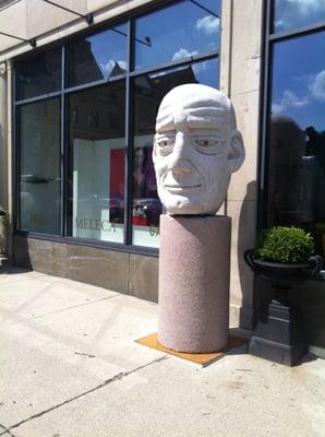 Dale Johnson's Downtown Head, 7'x3'x3', Indiana Limestone and granite.