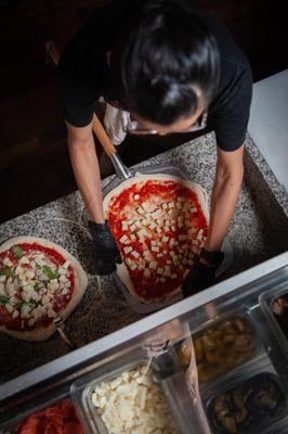 We make our pizzas with fresh ingredients.