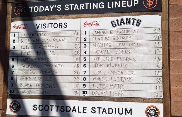 Love the old fashion lineup board during spring training