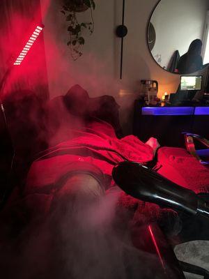 Red light therapy and Ayurvedic scalp steam