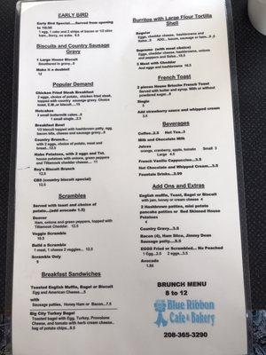 Breakfast menu as of June 23, 2023