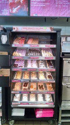 Donut display for Valentine's Day! There was another full donut display next to it. Gotta appreciate a Dunkin that has such variety!