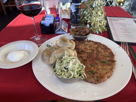 Schnitzel and pieroggi