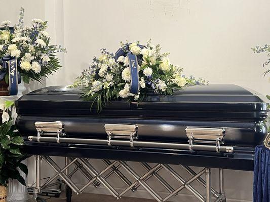 The Costco Franklin Blue Casket by Prime for my Dad's funeral in October 2024.