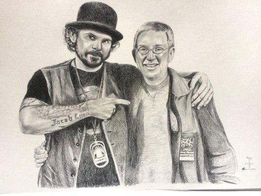 A Drawing of Michael & His Dad & hope to give Him it this Saturday night 9/10/16