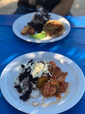 Chicken Pabellon and Arepa Combo