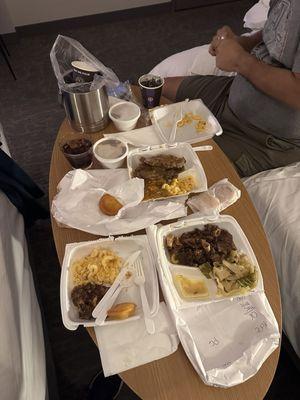 Oxtails Dinner Cabbage Smothered Pork Chop Dinner Dirty Rice Sweet Potato Pie Mac and Cheese