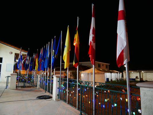 The flags shown at the mosque in Jalsa