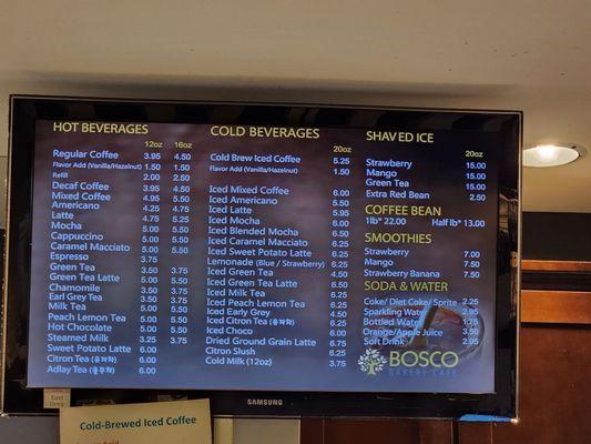 Menu Prices As of November 2023