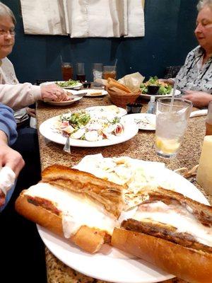 Salads and eggplant parmigiana sub.