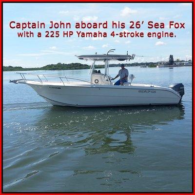 Captain John aboard his 26' Sea Fox.