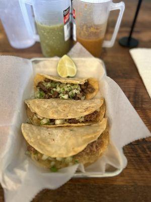 Lengua Taco, Barbacoa Taco, & Carne Asada Taco