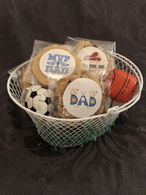 Father's Day gift basket for your MVP.  Customized with his favorite cookies and your message.