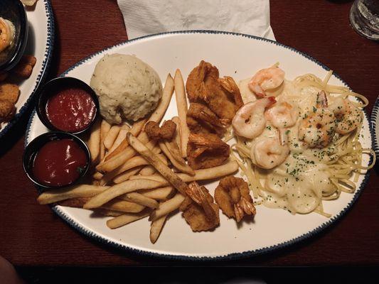 Walt's Favorite Shrimp + Shrimp Linguini Alfredo with Fries