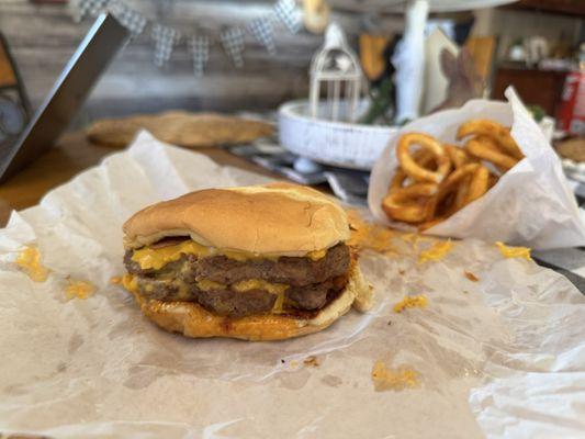 Spicy double bacon cheeseburger