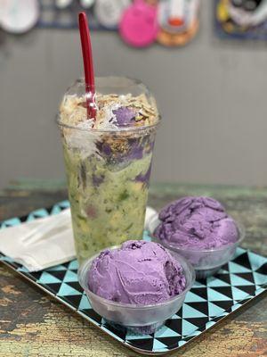 Dur.avo.ube and ube ice cream scoops