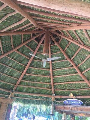 Inside thatching of a 20 x 20 foot Round  Tiki Octagon.