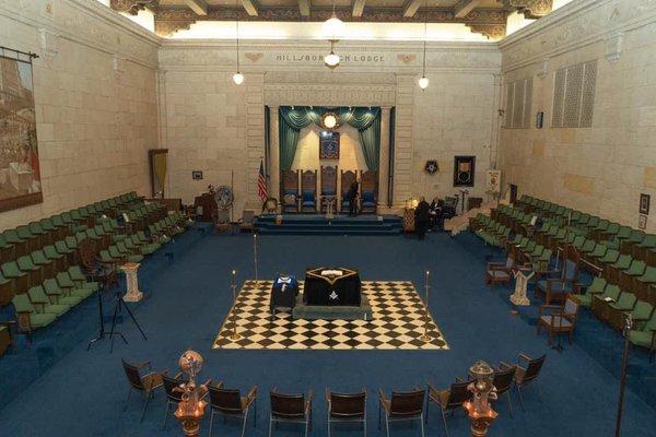 Hillsborough Lodge No. 25's lodge room.