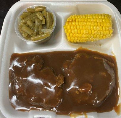 Hamburger 
 steak and rice