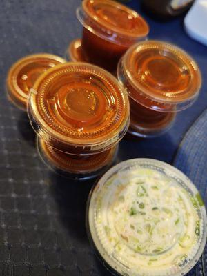 Plenty of hot sauce and that super tiny coleslaw