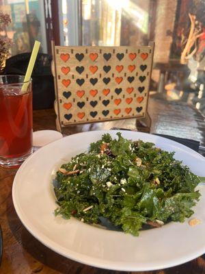 Heart connect 4 and kale salad