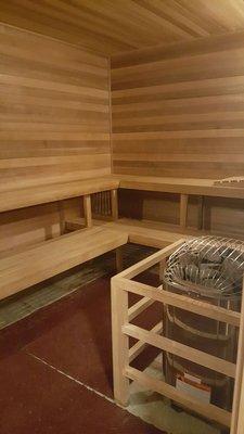 Locker room cedar sauna