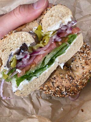 Hanks Harvest (Veggie Sandwich) w/ cream cheese instead of hummus